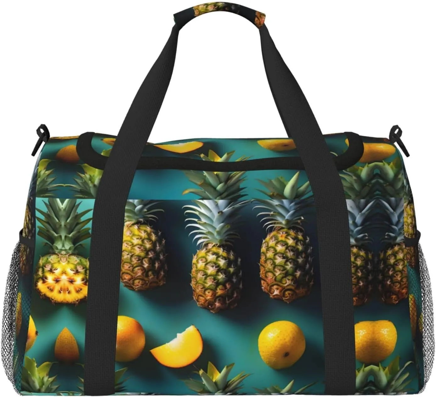 Tropical Fruit Pineapple print Large Canvas Travel Duffel Bag Weekender Bags for Women Overnight Bag Carry On Tote Bag