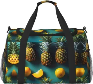 Tropical Fruit Pineapple print Large Canvas Travel Duffel Bag Weekender Bags for Women Overnight Bag Carry On Tote Bag