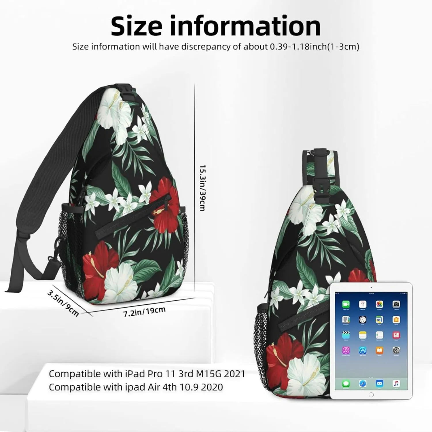 Tropical Hawaiian Hibiscus Crossbody Bags for Women Trendy Sling Backpack Men Chest Shoulder Bag Gym Cycling Travel Hiking Daypack