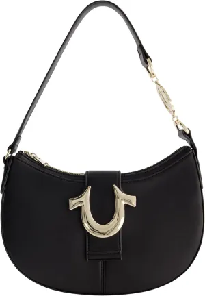 True Religion Women's Shoulder Bag Purse, Crescent Hobo Handbag with Horseshoe Strap