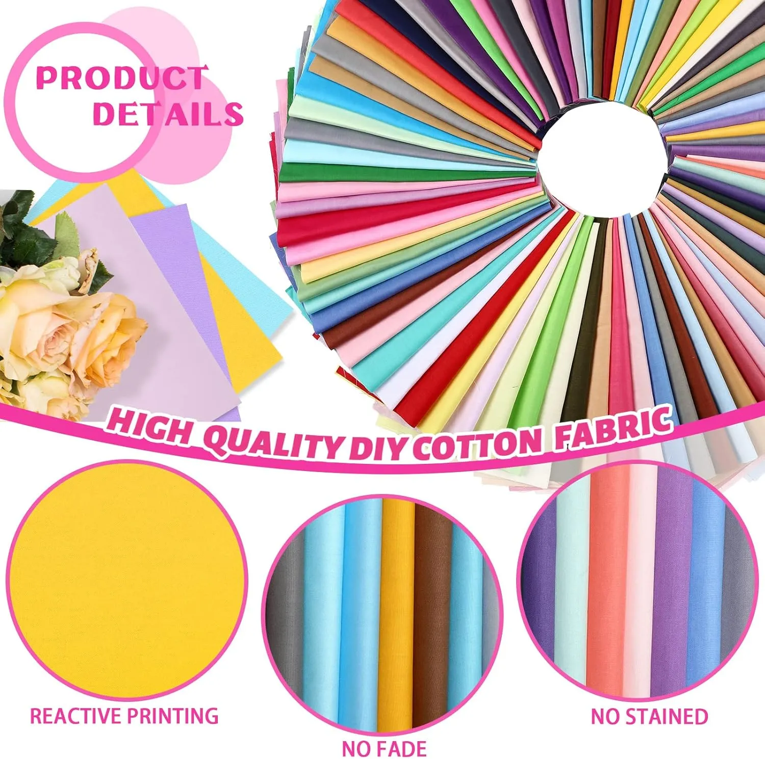 Tudomro 70 Pcs 10 x 10 Inch Cotton Fabric Squares Multicolor Quilting Fabric Bundles Precut Printed Patchwork Materials for Holiday DIY Crafts Cloths Handmade(Simple Style)