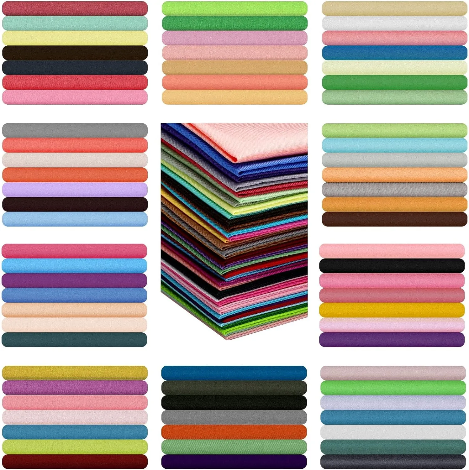 Tudomro 70 Pcs 10 x 10 Inch Cotton Fabric Squares Multicolor Quilting Fabric Bundles Precut Printed Patchwork Materials for Holiday DIY Crafts Cloths Handmade(Simple Style)