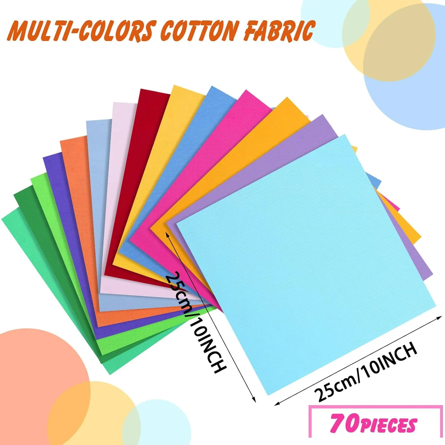 Tudomro 70 Pcs 10 x 10 Inch Cotton Fabric Squares Multicolor Quilting Fabric Bundles Precut Printed Patchwork Materials for Holiday DIY Crafts Cloths Handmade(Simple Style)