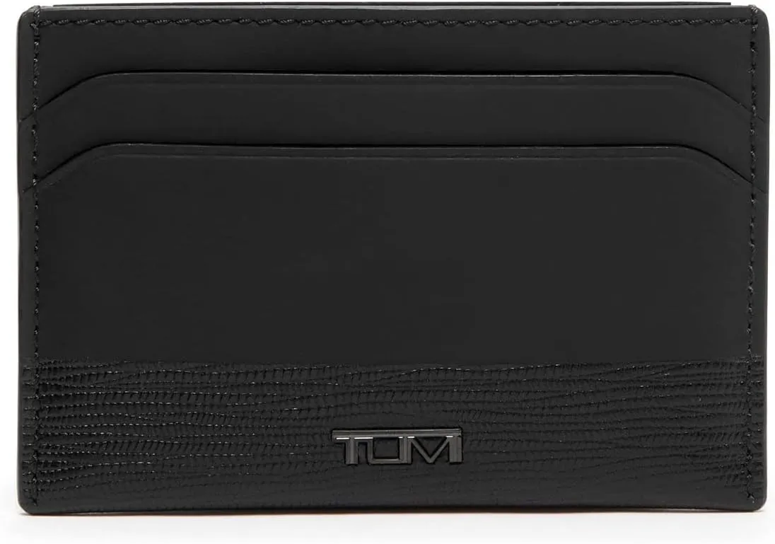 TUMI - Nassau Slim Card Case - Slim Wallet Card Holder for Men & Women - Thin Wallet - Soft Nappa Leather Material - Black/Black