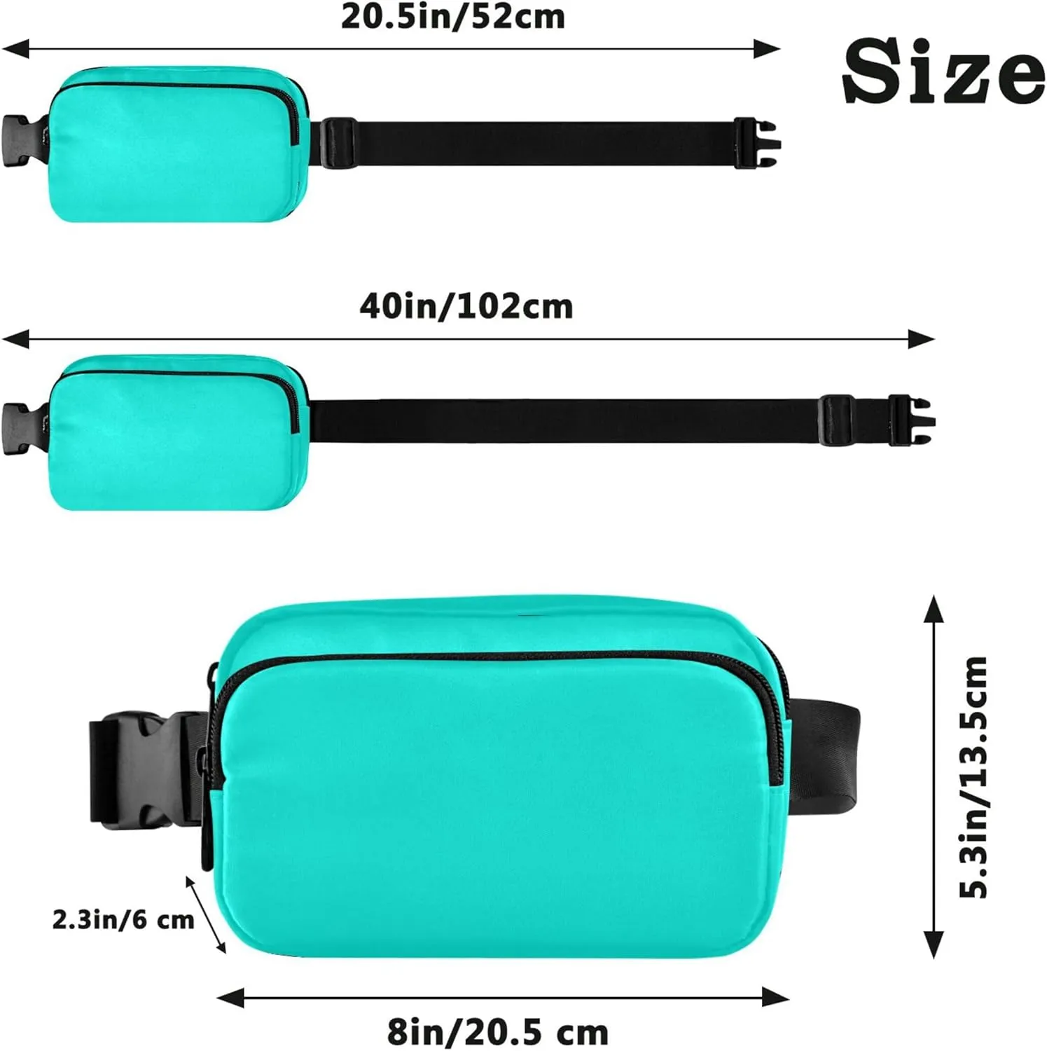 Turquoise Blue Women Fanny Packs Waterproof Large Hip Belt Bag Cute Cross Body Waist Pack
