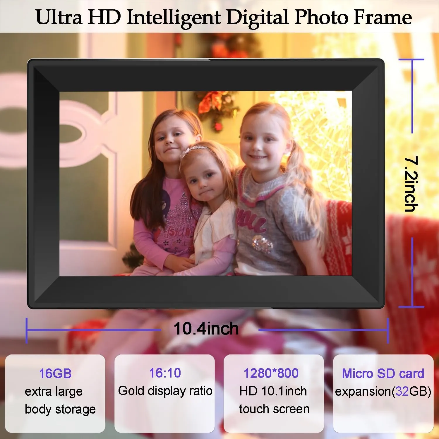 Uhale 10.1Inch Digital Picture Frame, HD IPS Touch Screen WiFi Photo Frame Electronic for Mothers Day Gi-fts, 16GB Memory, Auto-Rotate, Digital Frame Share Photos/Videos Instantly via Uhale