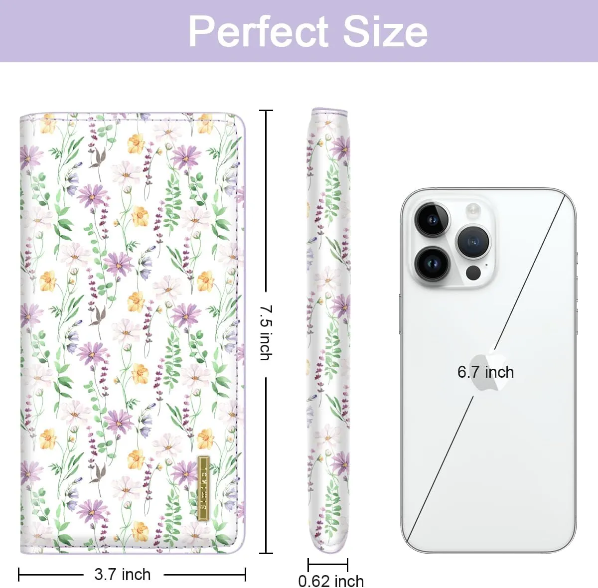 Ultra Slim Womens Wallet Minimalist Thin Long Leather Bifold Wallet RFID Blocking Card Holder Organizer with Zipper Coin Pocket Ladies Girls Gift Purse, White Daisy