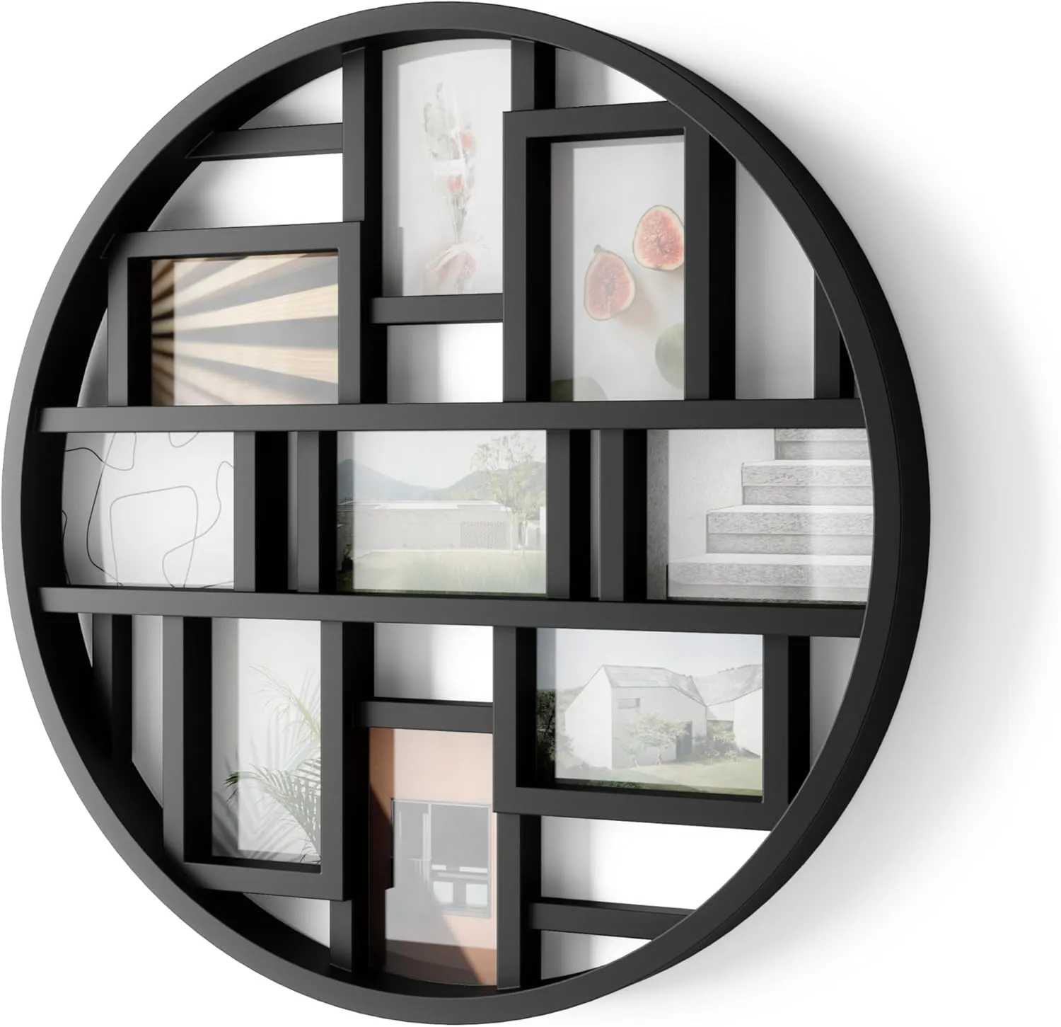 Umbra Luna Collage Picture Frame Holds Nine 4x6" Photos, Large 22-Inch Diameter, Black