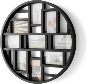 Umbra Luna Collage Picture Frame Holds Nine 4x6" Photos, Large 22-Inch Diameter, Black