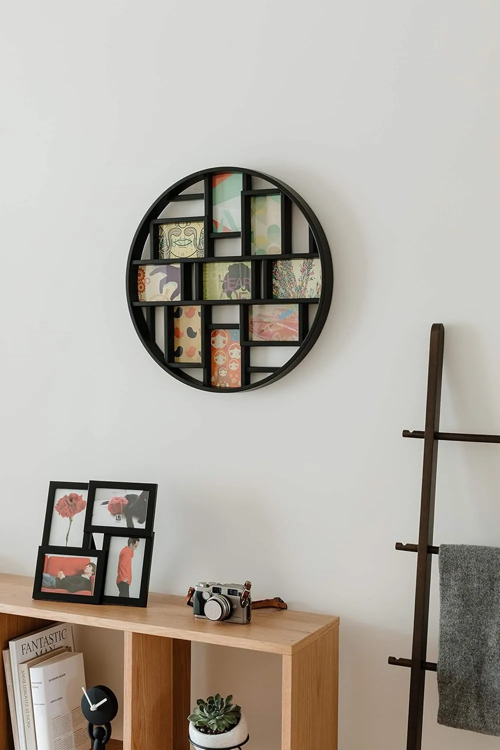 Umbra Luna Collage Picture Frame Holds Nine 4x6" Photos, Large 22-Inch Diameter, Black
