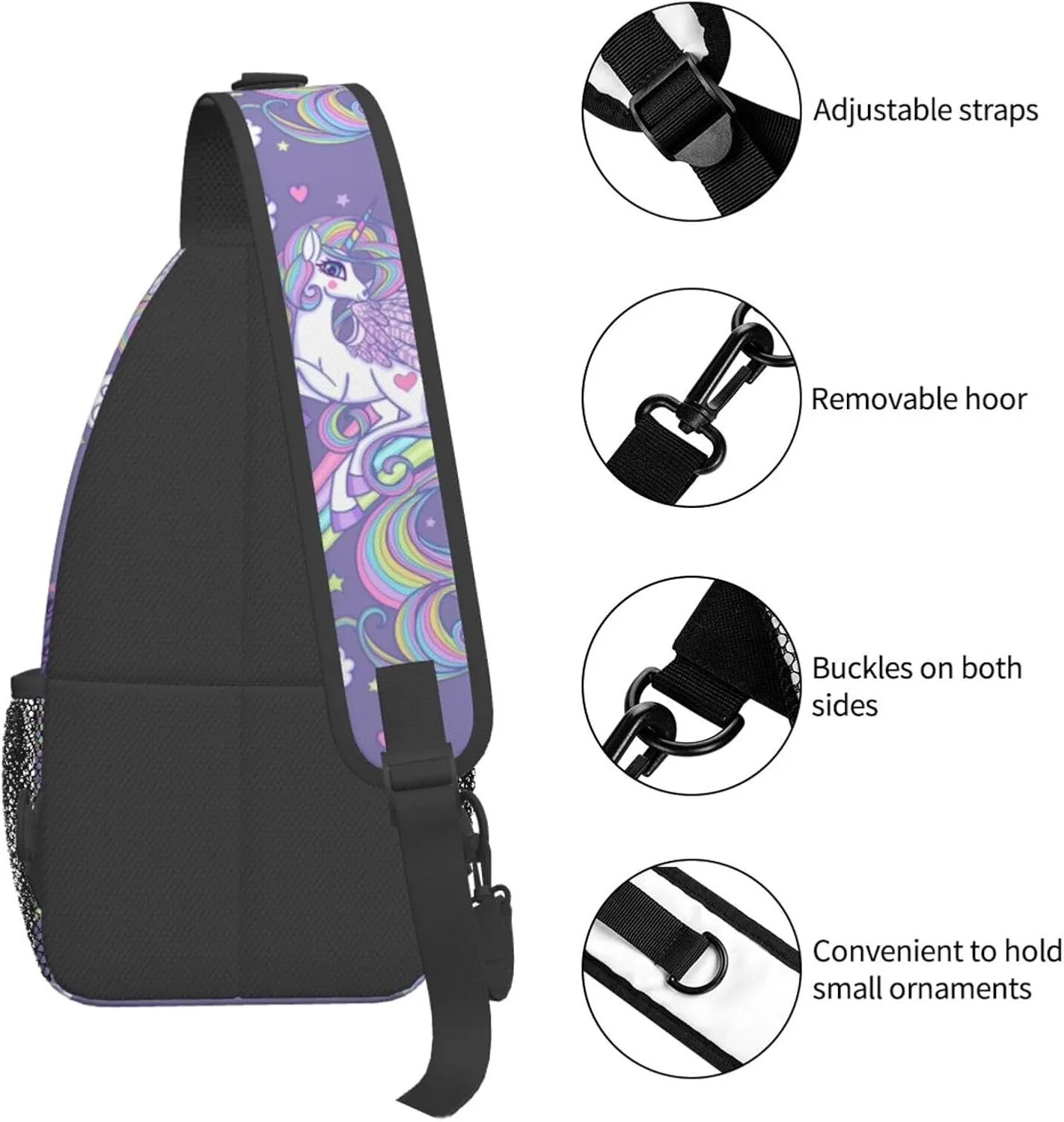 Unicorns With A Long Mane Tail Jumping You Are Magical Chest Sling Bag Crossbody Shoulder Backpack Bag Gym Cycling Travel Hiking Daypack Cross Bag