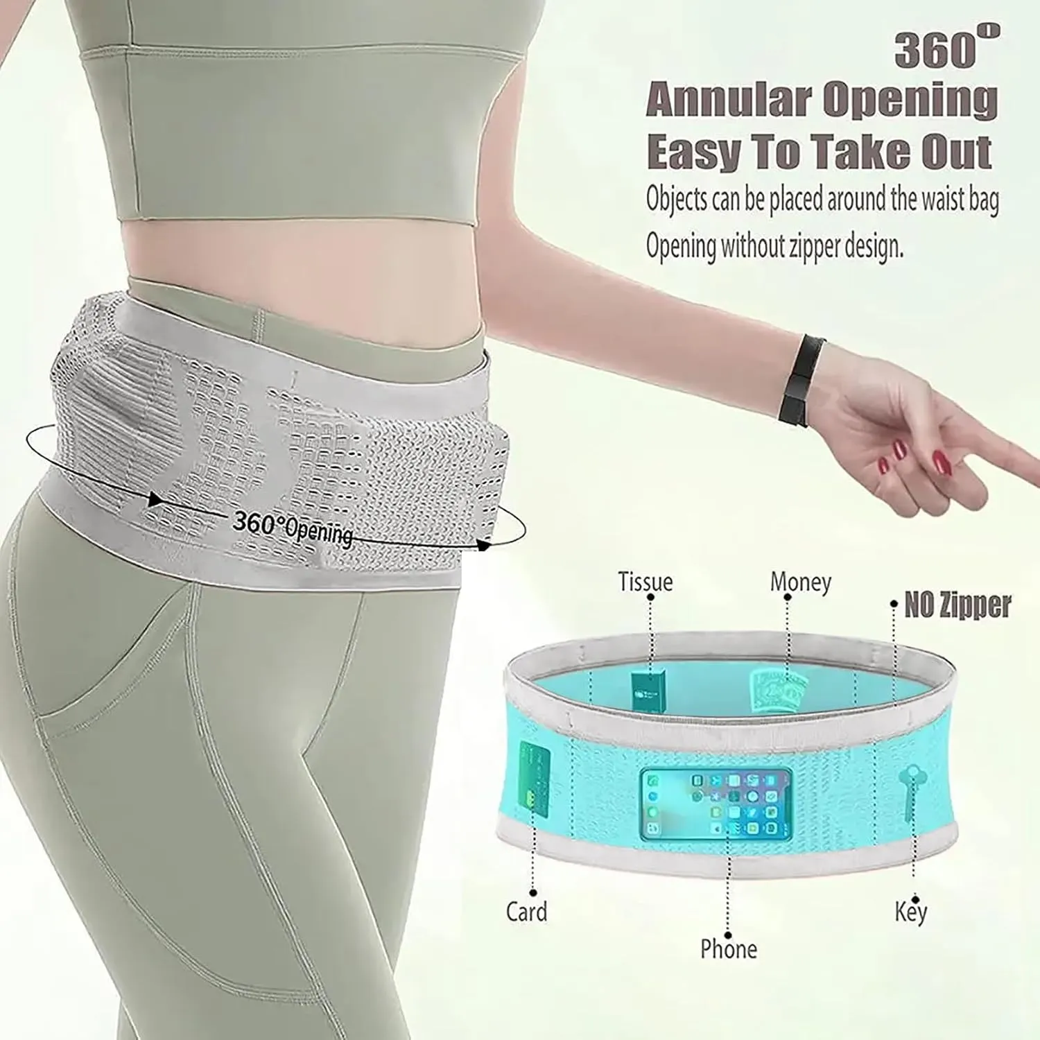 Unisex Running Belt, Breathable Sports Waist Belt 3d Mesh Lightweight Capacity Running Waist Pack For Men Women (Grey, Small)