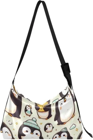 Unisex Shoulder Bag Crossbody Handbag Kawaii-emperor-penguin Women Casual Hobo Bag Lightweight PU Leather Tote