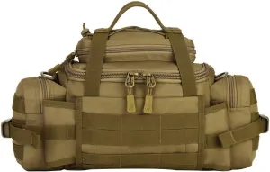 UNISTRENGH Tactical Assault Gear Sling Pack Hiking Duffle Fanny Packs MOLLE Compact Utility Military Waist Range Bag Heavy Duty EDC Camera Shoulder Backpack (Coyote Brown)