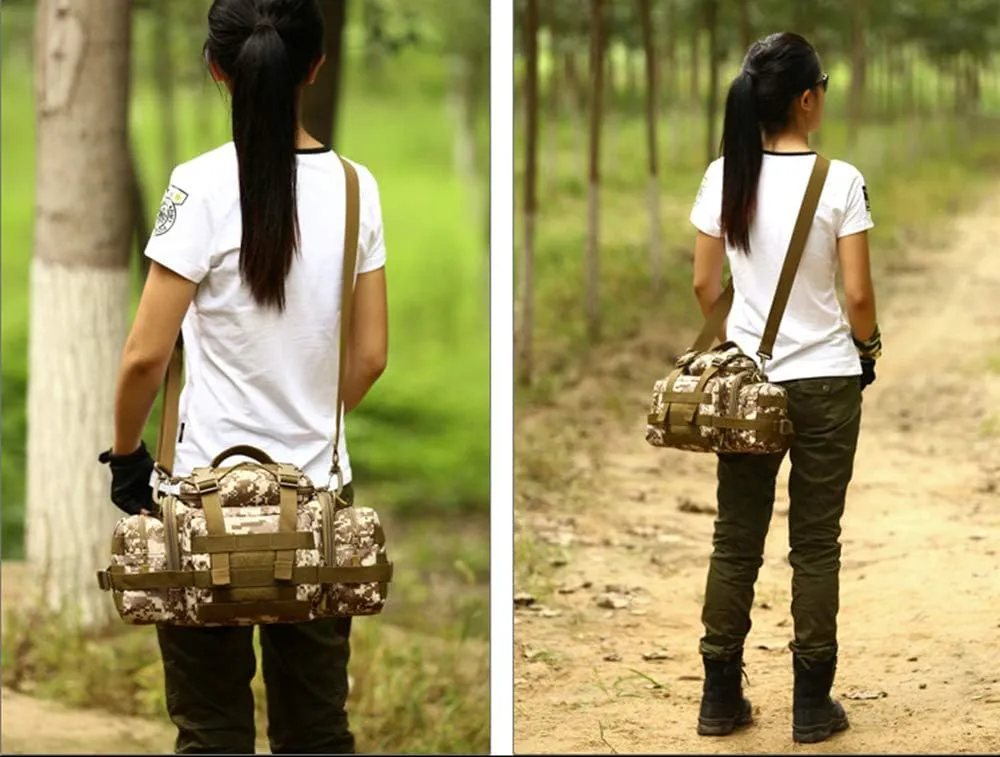 UNISTRENGH Tactical Assault Gear Sling Pack Hiking Duffle Fanny Packs MOLLE Compact Utility Military Waist Range Bag Heavy Duty EDC Camera Shoulder Backpack (Desert camouflage)