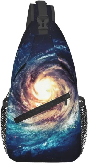 Universe Milky Way Galaxy Print Sling Bag Crossbody Backpack For Women Men Hiking Travel Over The Shoulder Multipurpose Bag