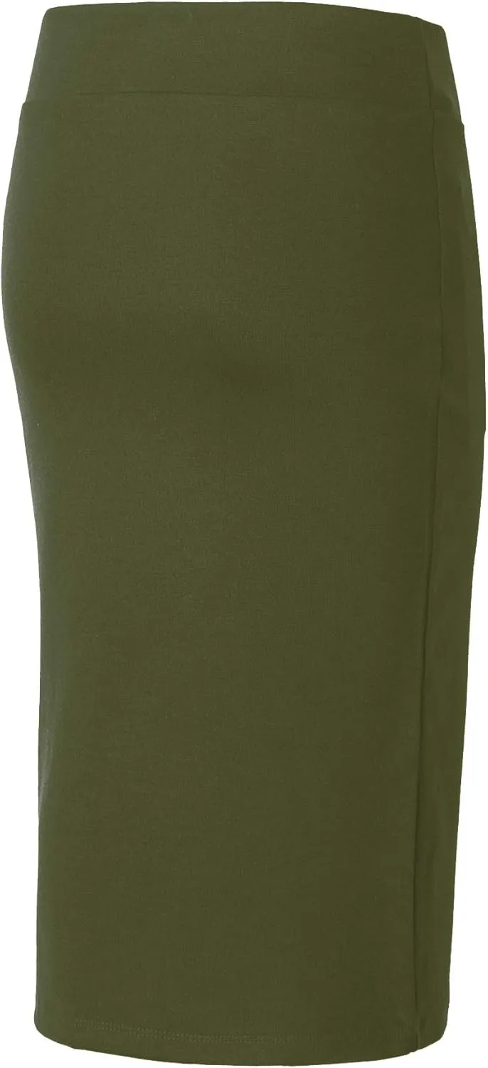 Urban CoCo Women's Elastic Waist Stretch Bodycon Midi Pencil Skirt