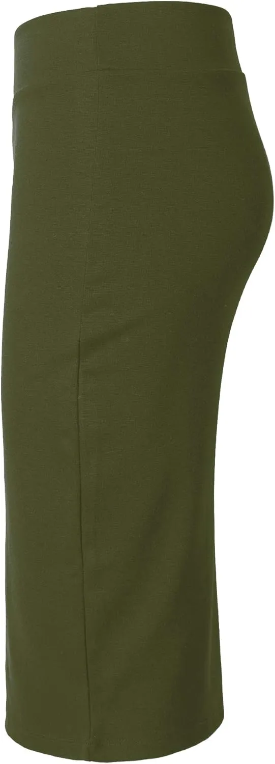 Urban CoCo Women's Elastic Waist Stretch Bodycon Midi Pencil Skirt