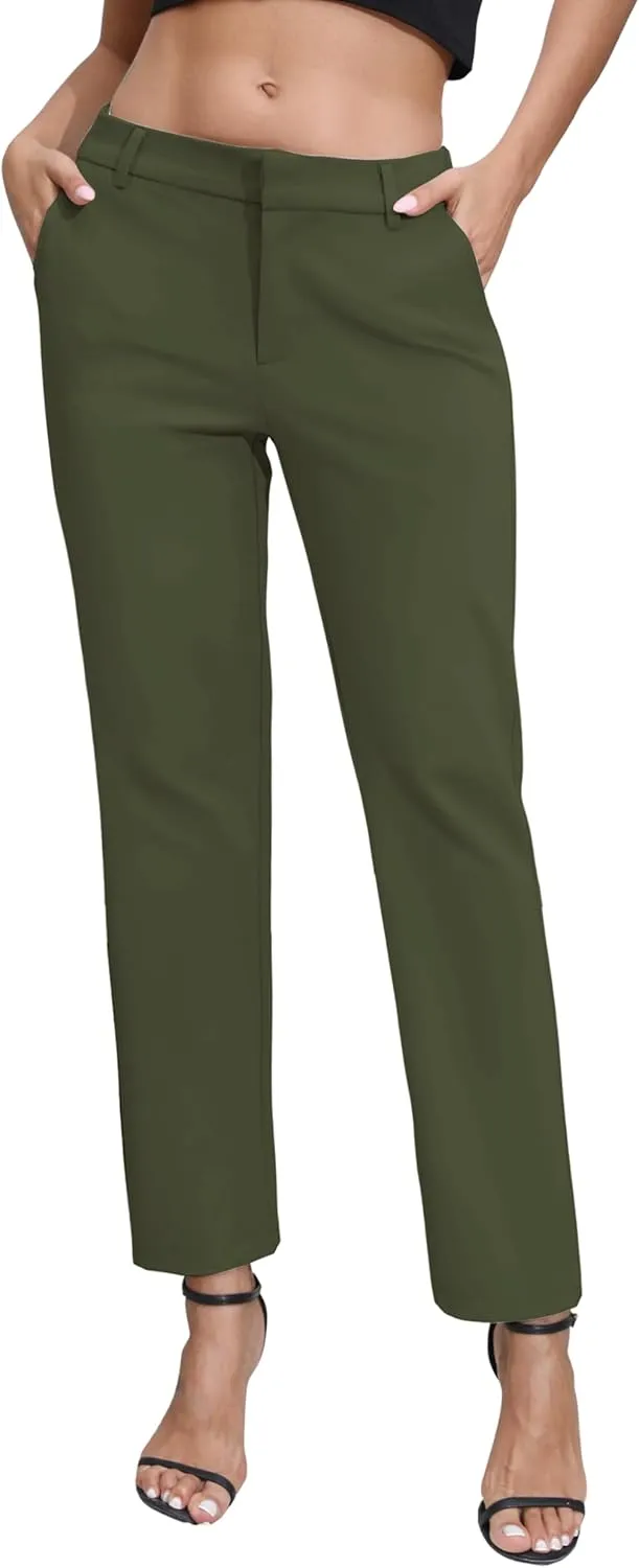 Urban CoCo Women's Elastic Waisted Dress Pants Business Work Casual Stretch Slacks with Pockets