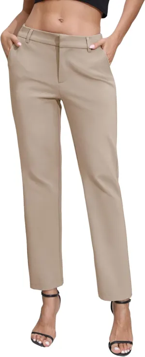 Urban CoCo Women's Elastic Waisted Dress Pants Business Work Casual Stretch Slacks with Pockets