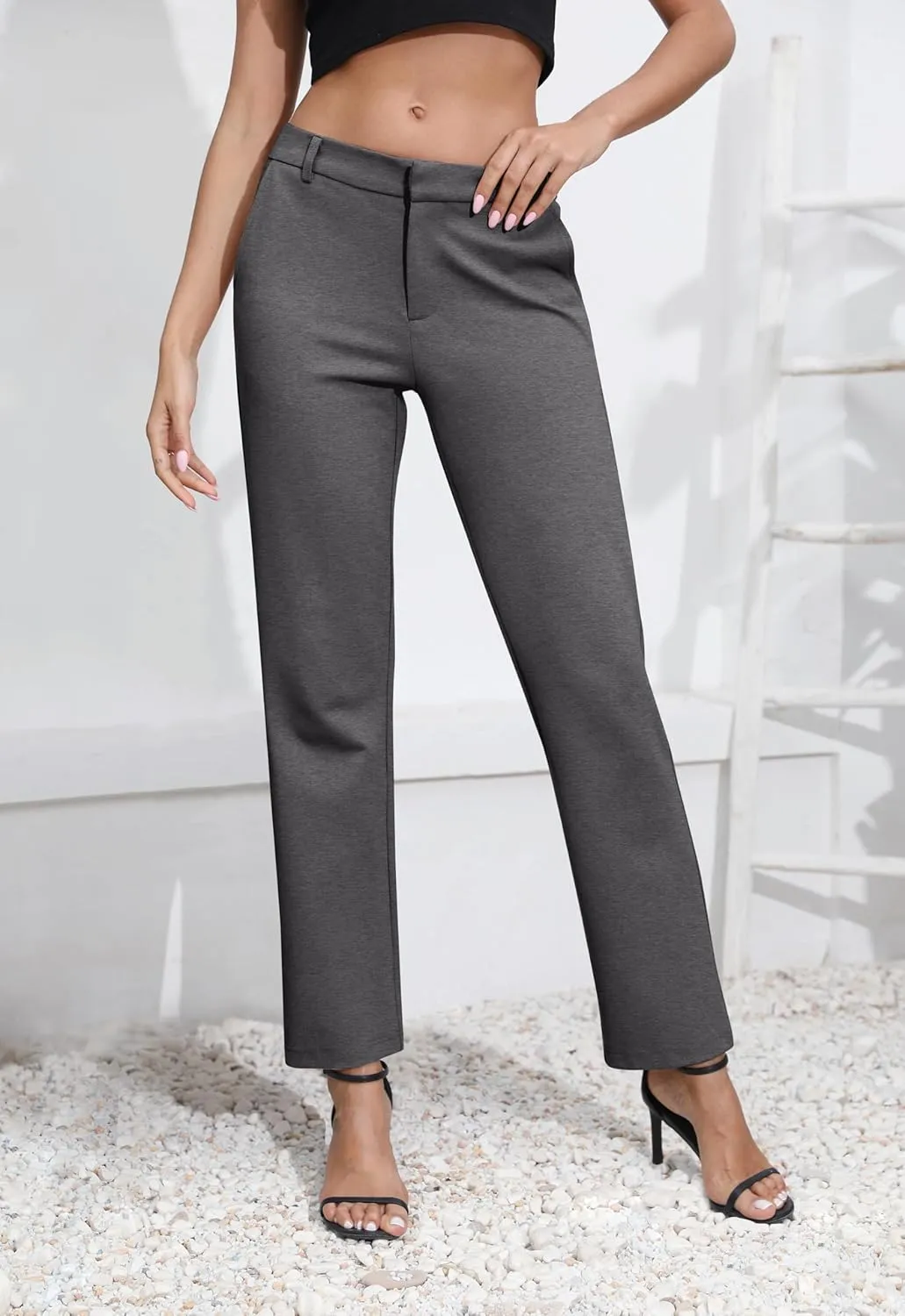Urban CoCo Women's Elastic Waisted Dress Pants Business Work Casual Stretch Slacks with Pockets