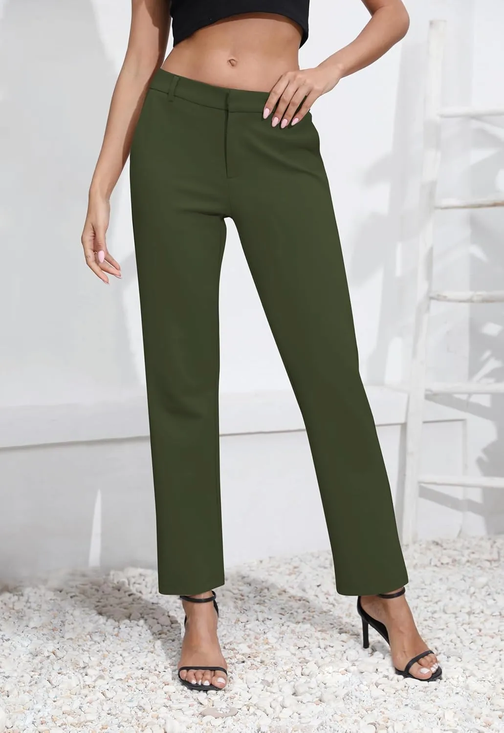 Urban CoCo Women's Elastic Waisted Dress Pants Business Work Casual Stretch Slacks with Pockets