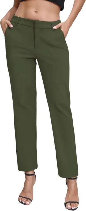 Urban CoCo Women's Elastic Waisted Dress Pants Business Work Casual Stretch Slacks with Pockets