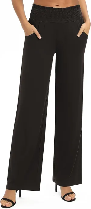 Urban CoCo Womens High Waist Flowy Palazzo Pants Elastic Waist Wide Leg Stretchy Straight Leg Dressy Casual Lounge Trousers