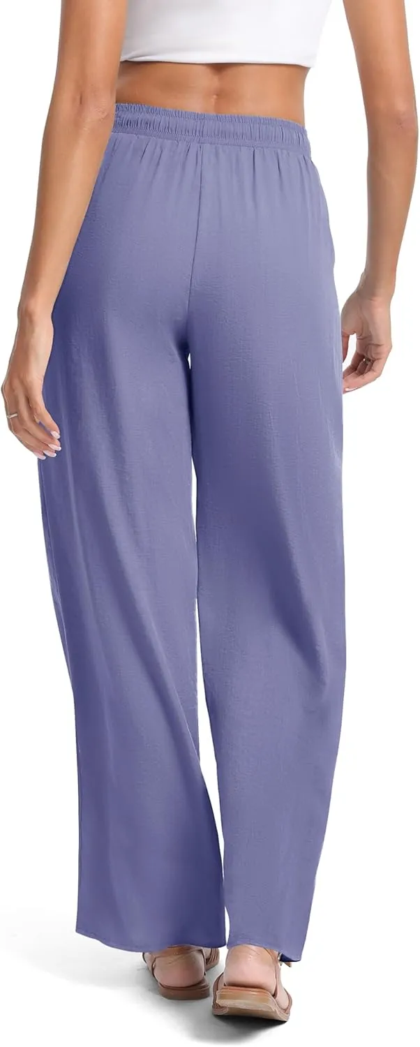Urban CoCo Women's Lightweight Wide Leg Pants Elastic Waist Loose Office Casual Palazzo Trousers for Spring Summer