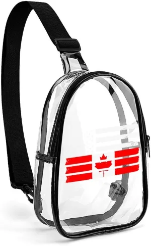 U.S Canada Flag Fashion Sling Bag PVC Transparent Unisex Crossbody Bags Cute Travel Chest Pack