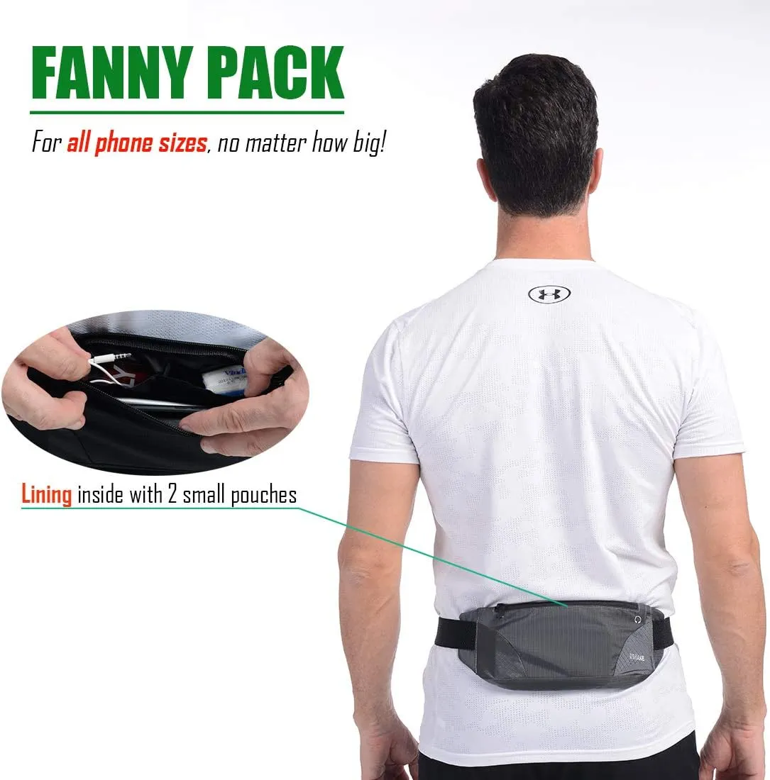 USHAKE Running Belt,Men or Women Ultra Light Bounce Free Waist Pouch Bag Fitness Workout Belt Sport Waist Pack Exercise Waist Bag for iPhone Samsung LG in Running Gym Marathon (Grey)