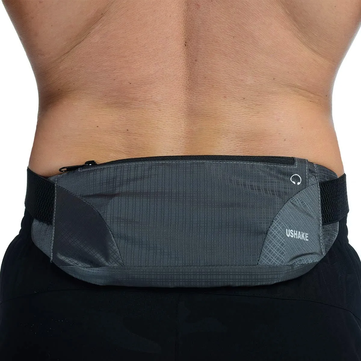 USHAKE Running Belt,Men or Women Ultra Light Bounce Free Waist Pouch Bag Fitness Workout Belt Sport Waist Pack Exercise Waist Bag for iPhone Samsung LG in Running Gym Marathon (Grey)