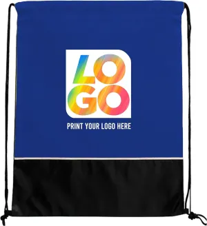 USMG Two Tone Classic Drawstring Tote Bags with Full Color Imprint for Marketing & Events