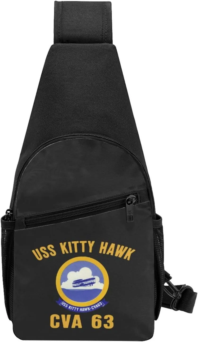 USS Kitty Hawk CVA-63 Sling Bag Crossbody Backpack Shoulder Casual Daypack Bags for Men