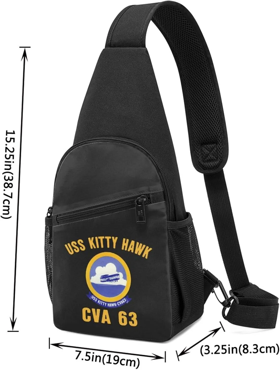 USS Kitty Hawk CVA-63 Sling Bag Crossbody Backpack Shoulder Casual Daypack Bags for Men