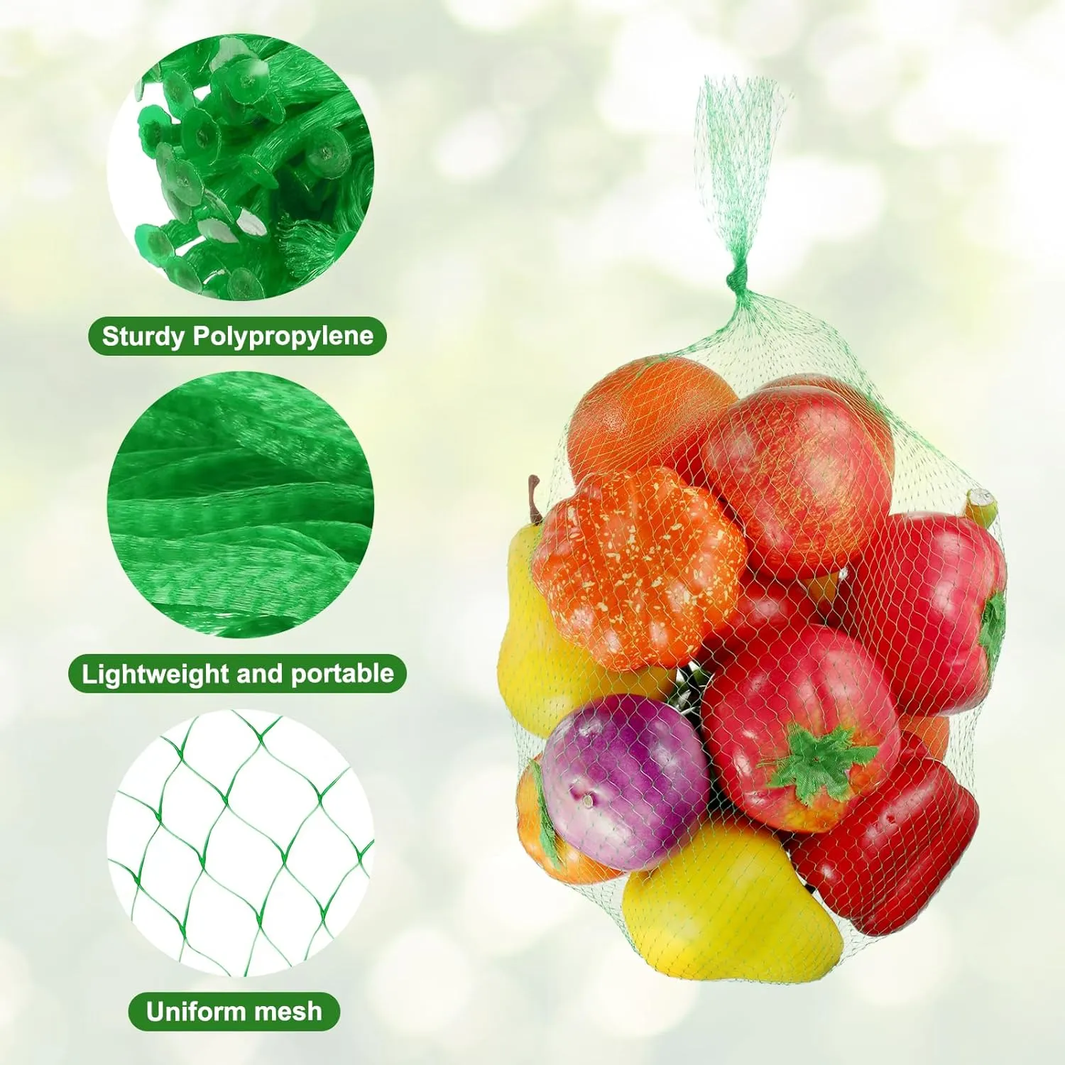 uxcell 150pcs Egg Hatching Bags, 28 Inch Mesh Nylon Netting Reusable Produce Mesh Bags Strong Stretchable Plastic Seafood Boil Bags for Fruits Vegetables Storage, Green