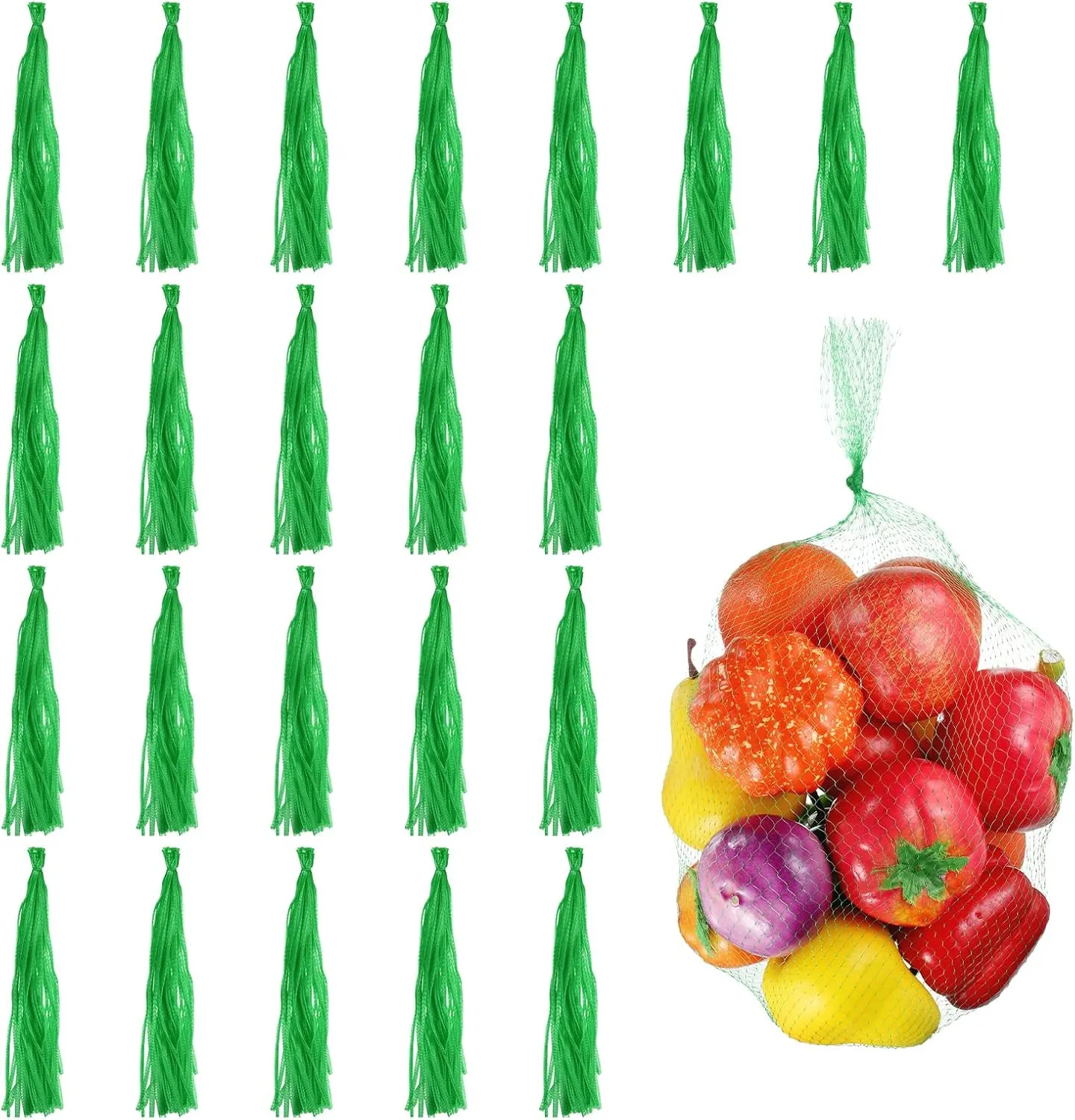 uxcell 150pcs Egg Hatching Bags, 28 Inch Mesh Nylon Netting Reusable Produce Mesh Bags Strong Stretchable Plastic Seafood Boil Bags for Fruits Vegetables Storage, Green