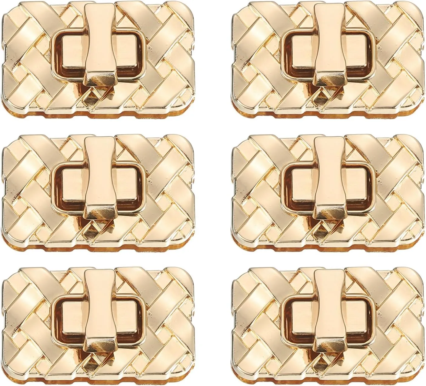 uxcell 6Pcs Twist Turn Lock Clasp, 1.38" x 0.79" Closures Lock Fasteners for Purse Aluminum Alloy Rectangle Bag Closure Clip Hardware Accessories for DIY Handbag Craft, Gold