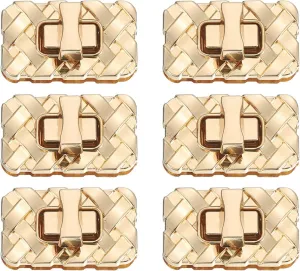 uxcell 6Pcs Twist Turn Lock Clasp, 1.38" x 0.79" Closures Lock Fasteners for Purse Aluminum Alloy Rectangle Bag Closure Clip Hardware Accessories for DIY Handbag Craft, Gold
