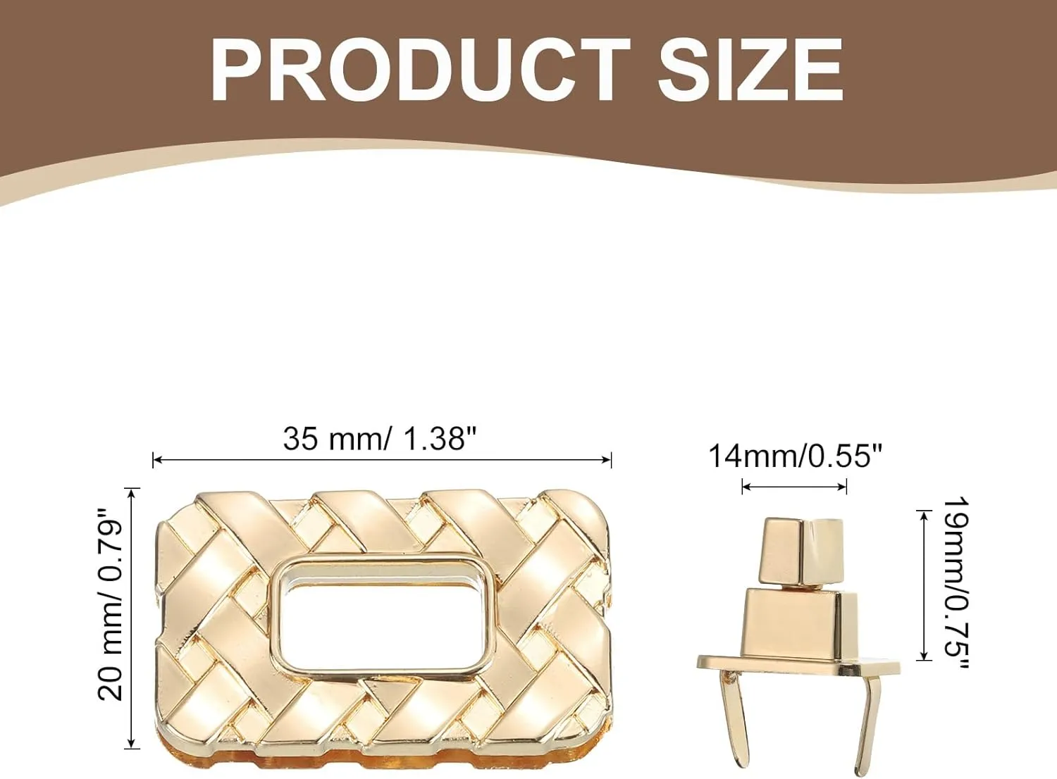 uxcell 6Pcs Twist Turn Lock Clasp, 1.38" x 0.79" Closures Lock Fasteners for Purse Aluminum Alloy Rectangle Bag Closure Clip Hardware Accessories for DIY Handbag Craft, Gold