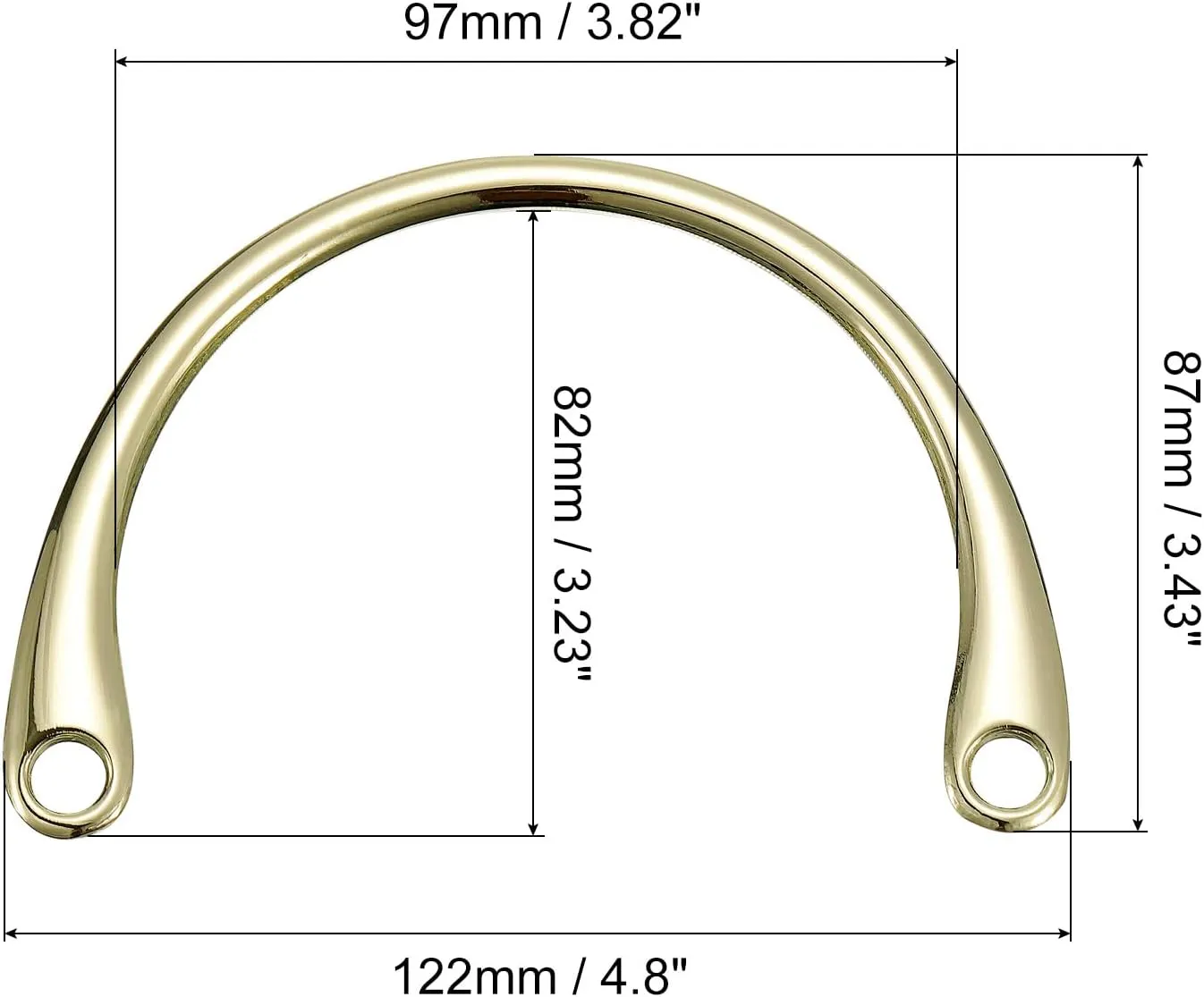 uxcell Semicircle Handbag Handle Frame, 2Pcs 4.8" Metal Purse Handles Clutch Bag Handles Replacement for Purse Making DIY, Gold