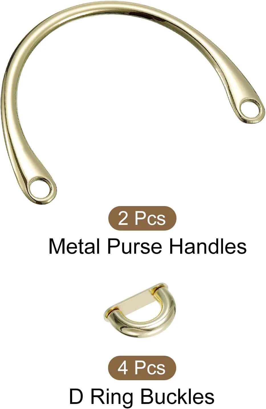 uxcell Semicircle Handbag Handle Frame, 2Pcs 4.8" Metal Purse Handles Clutch Bag Handles Replacement for Purse Making DIY, Gold