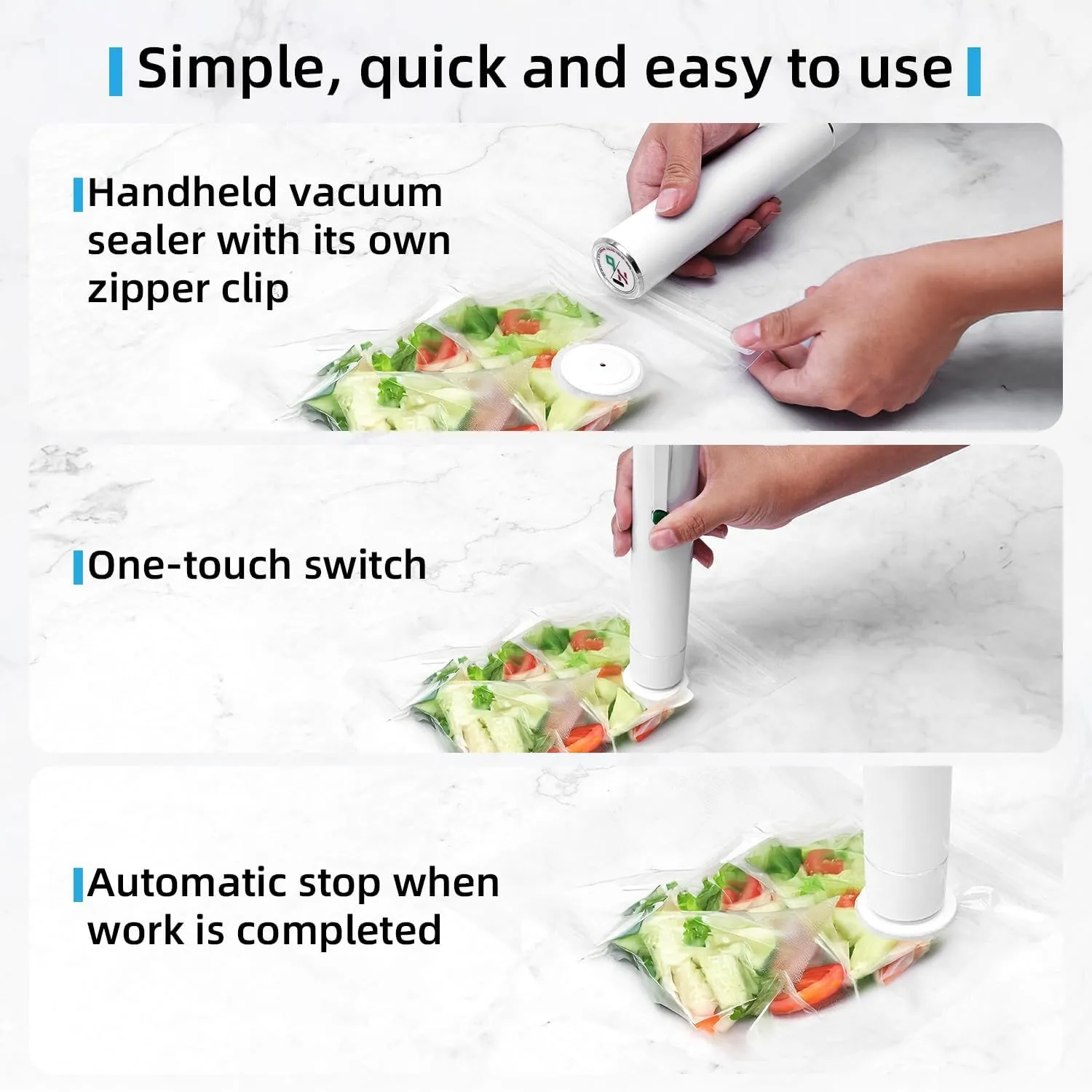 Vacuum Sealer, vacuum sealer for food, handheld vacuum sealer(Vacuum Sealers  30 reusable vacuum seal bags)
