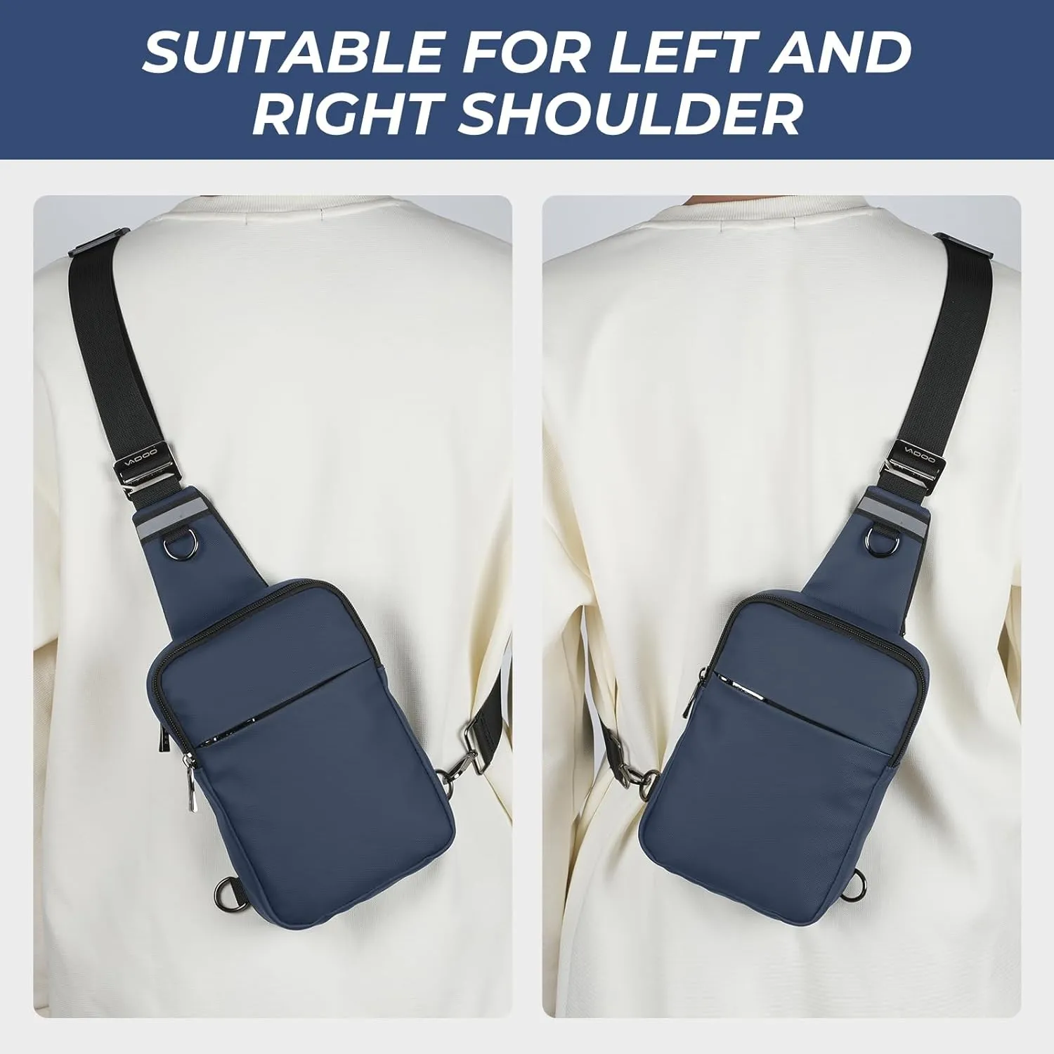 VADOO Sling Bag, Small Crossbody Bag with RFID Blocking for Women and Men, Lightweight Chest Phone Mini Bag for Travel Casual