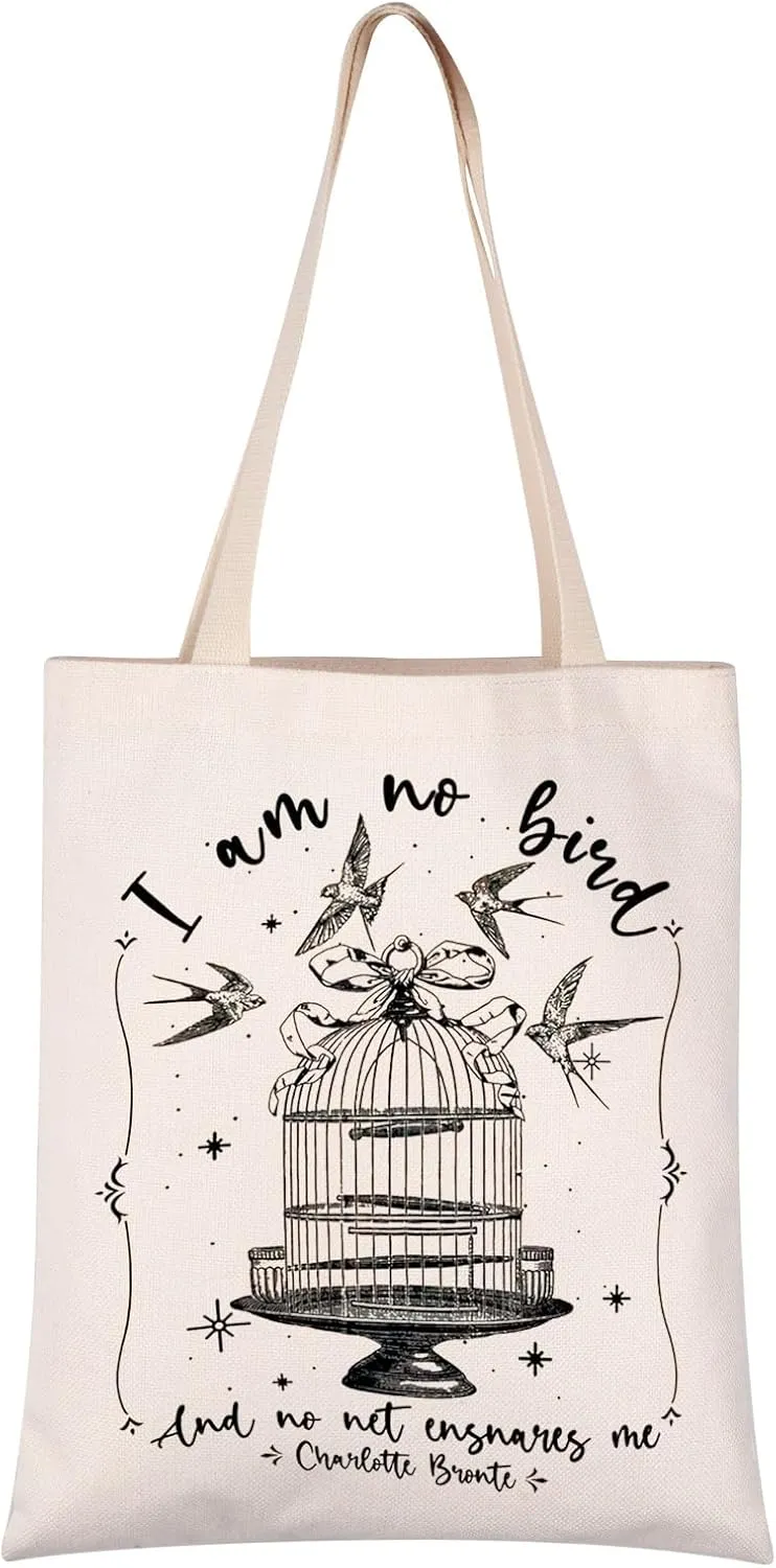 VAMSII Classic Literatures Inspired Gift Charlotte Inspired Gift Jane-E Themed Reusable Grocery Tote Bag