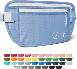 Vantamo Hidden Money Belt For Extra Safety, RFID Ultra-Thin Fanny Pack, 2 Compartment Money Bag Fits Passport & Phone