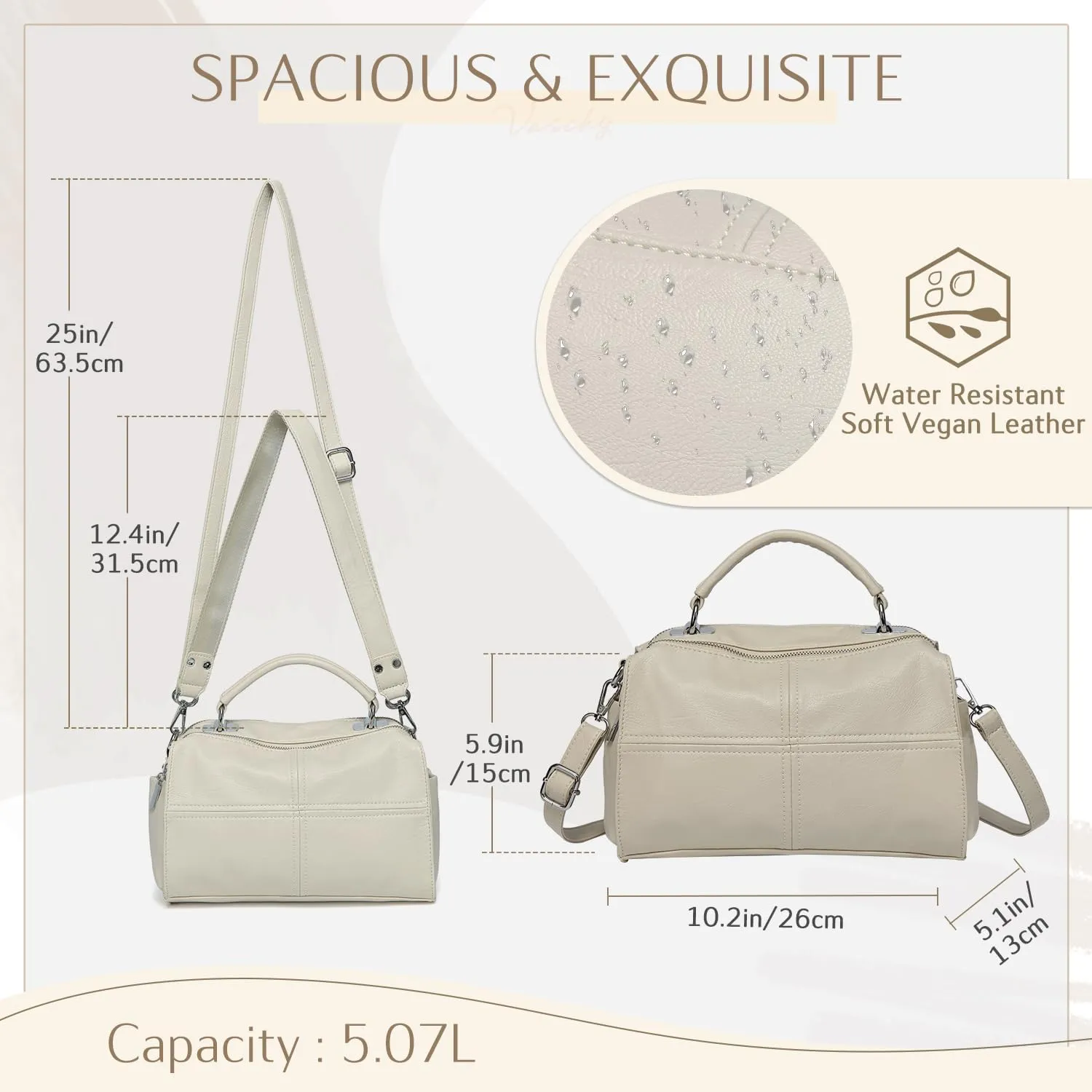 VASCHY Crossbody Bags for Women, Vegan Leather Top Handle Satchel Handbag Fashion Shoulder Bag Purse
