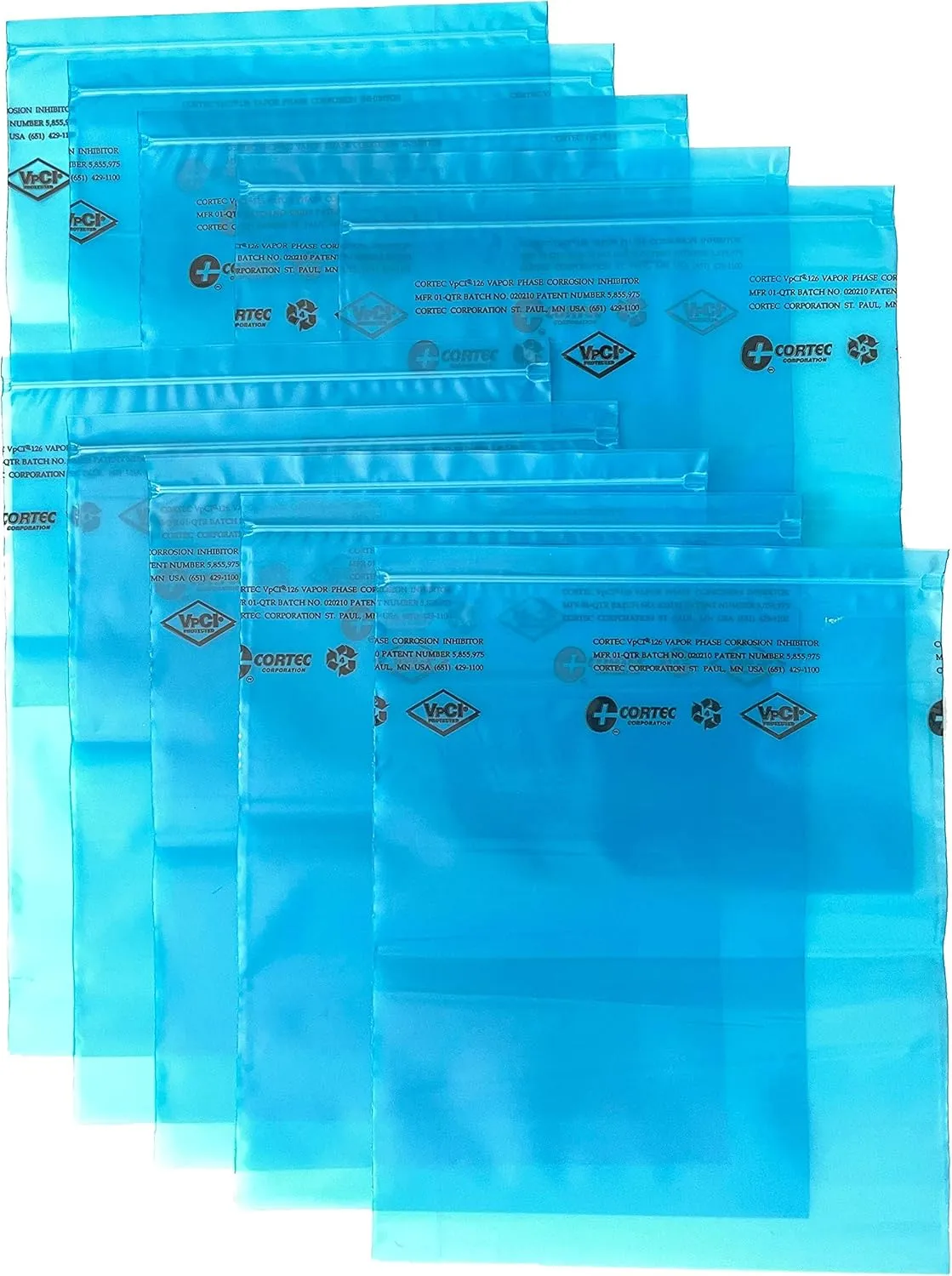 VCI Anti Rust Zip Close Bags (10x12 inches - 4 mil) Cortec VpCI-126 Rust Prevention Top Seal VCI Poly Bags for Metal Protection (Pack of 10 bags)