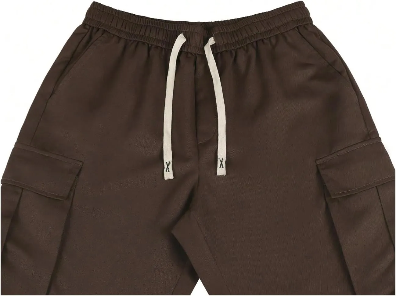 Verdusa Men's Baggy Cargo Pants Drawstring Elastic Waist Flap Pockets Loose Pants
