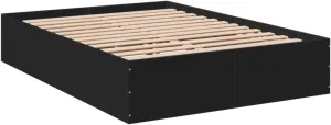 vidaXL Bed Frame Black Engineered Wood, Plywood Small Double